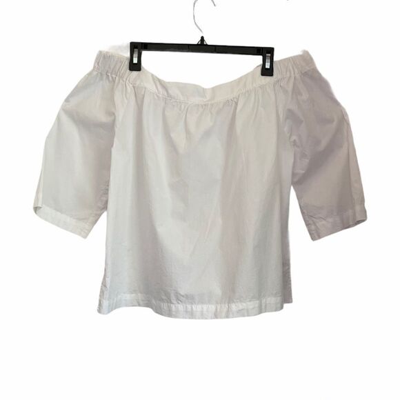 3/$25 MADEWELL White Clean Off the Shoulder Top.Size L - Picture 5 of 14
